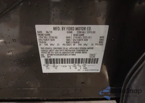 2019 Ford Edge Titanium из США, поврежденный, VIN 2FMPK3K9XKBC37484